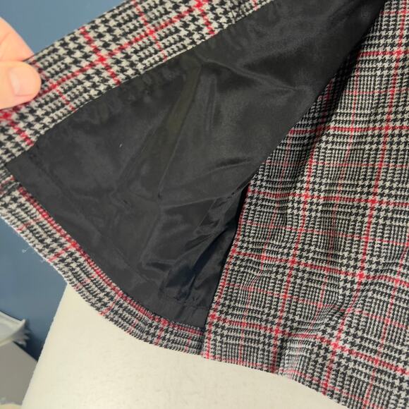 Karin Morgan Collection Wool Blend A-Line Mini Skirt Woman's 12 Black Red Plaid - Picture 5 of 12
